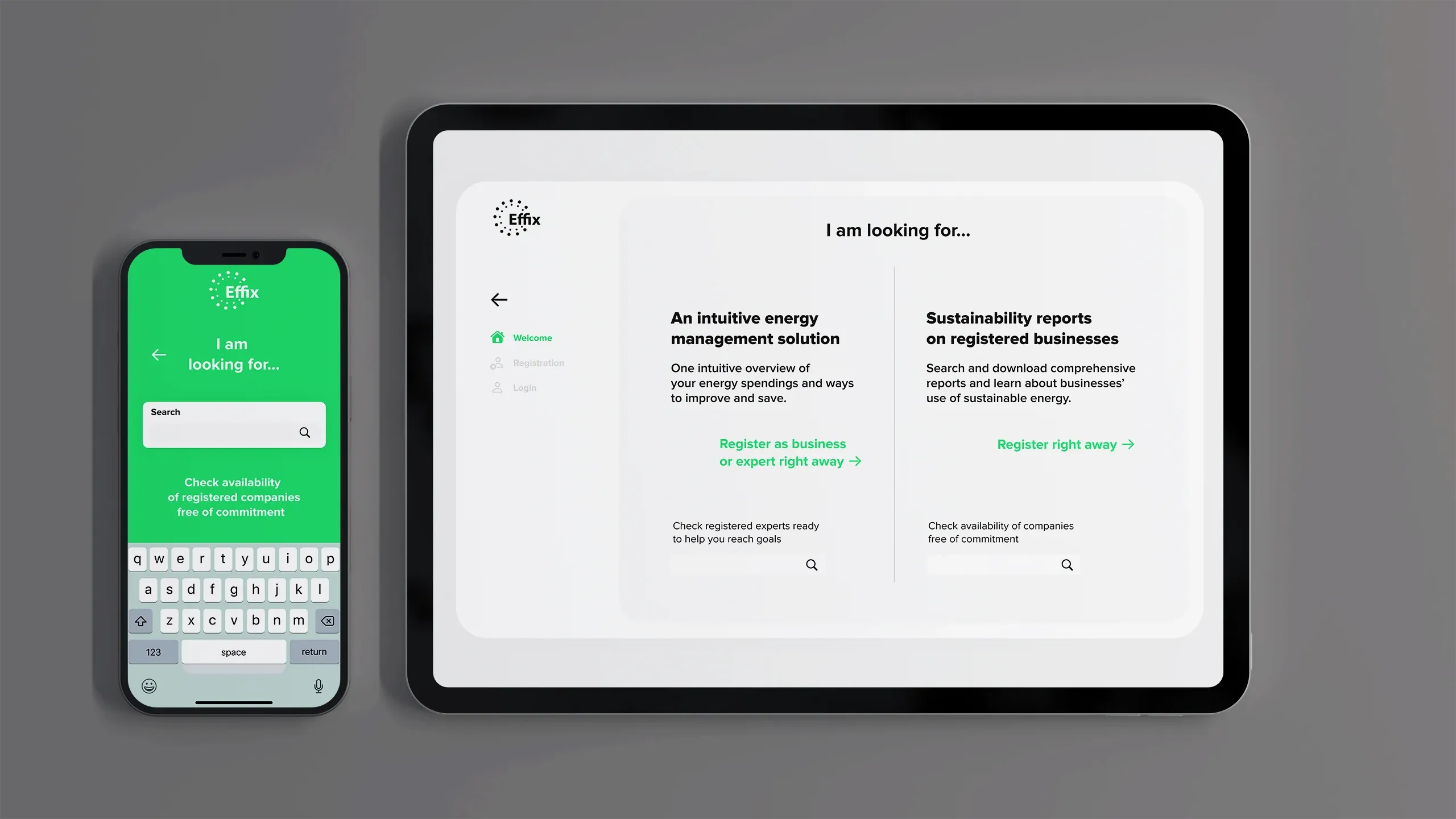 Effix Envirotech dashboard on tablet and mobile